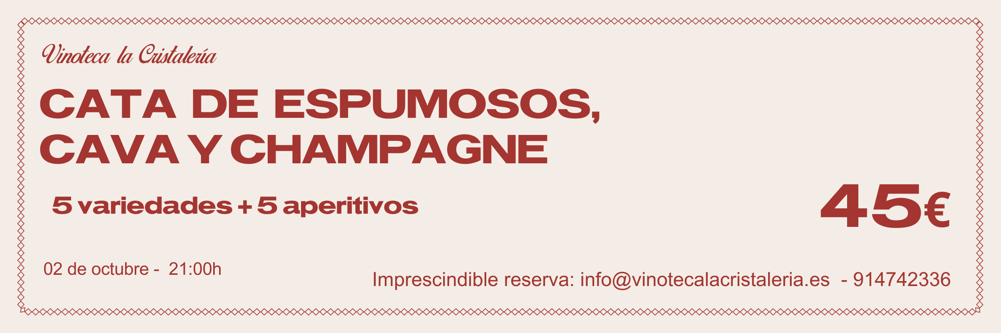 banner cata de espumosos cava y champage 2 de ocrtubre de 2025