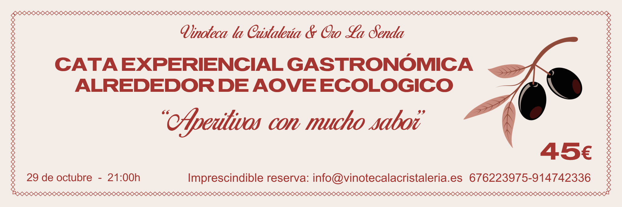 carrusel cata experimental gastronomica alrededor de aove ecologico 29 de octubre 2026