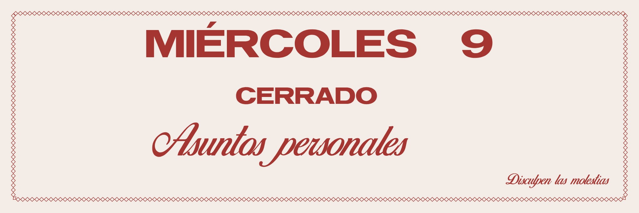 miercoles 9 de septiembre 2026 cerrado